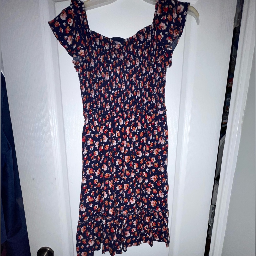 Blue floral off the shoulder dress brand:time and tru size: Medium